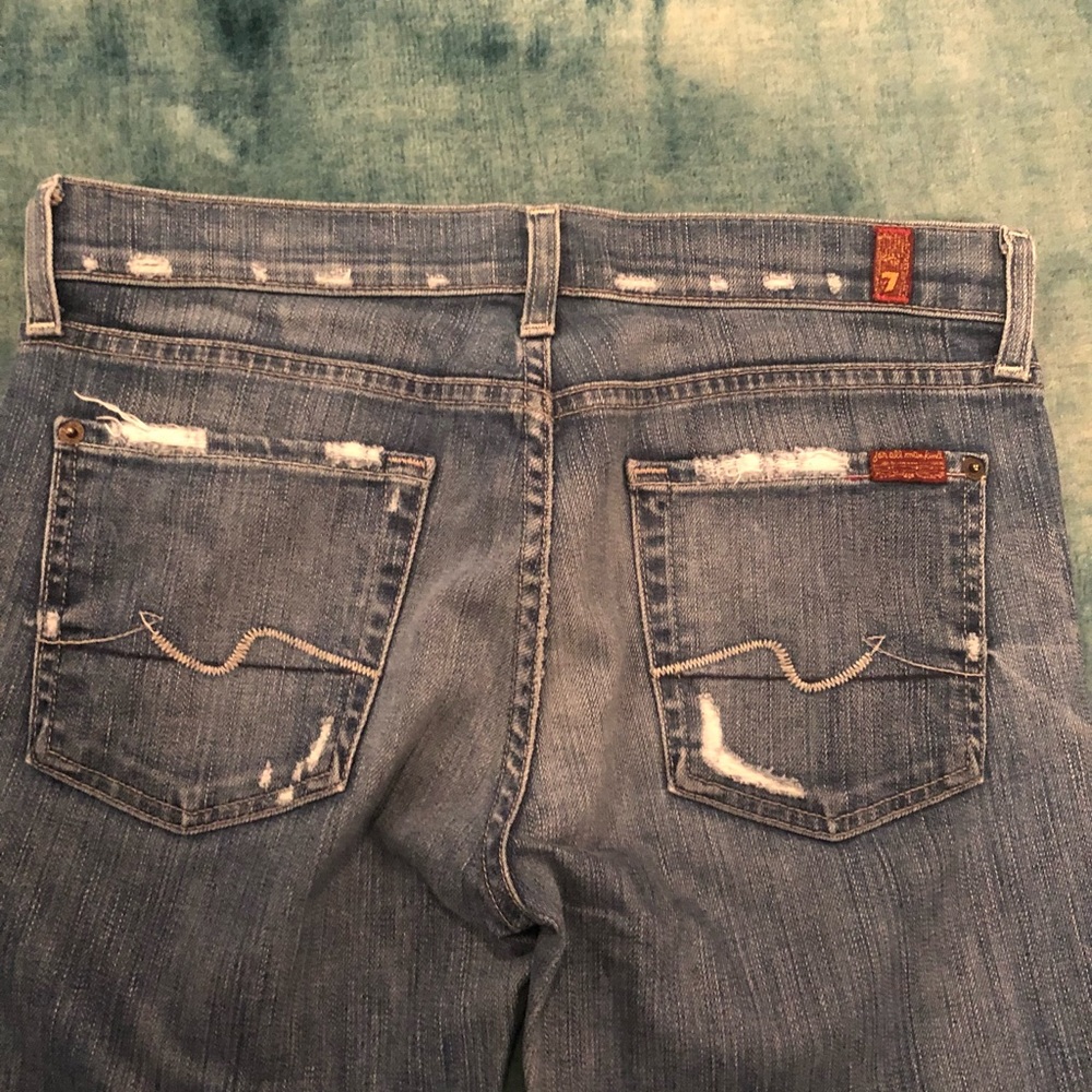 7 for all mankind Y2K distressed bootcut crop jeans 28 - Picture 5 of 5